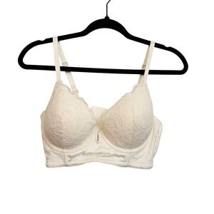 Aerie Regina Miracle Womens 34D Lace Longline Underwire Bra SAMPLE White
